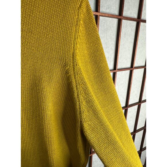 mustard yellow August Silk sweater with a shawl-style collar and large buttons - Picture 4 of 4